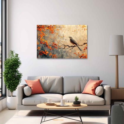 FLORAL BIRDS PAINTINGS 24in X 16in WITH BLACK FRAME