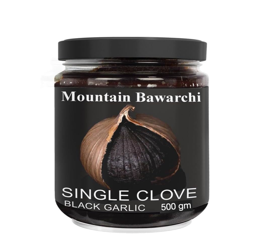 Black Garlic Single Clove - 500 gm| Ready to Eat | Garlic Highly Nutritious - No Preservative | Single Clove 500 Grams by Mountain Bawarchi