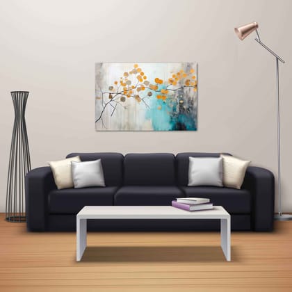 RAIN-SOAKED FLOWER PAINTING 24in X 16in WITH BLACK FRAME