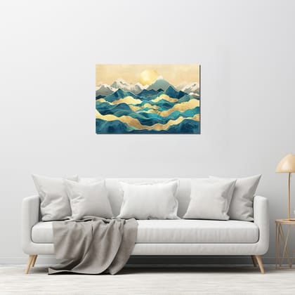 ABSTRACT GOLDEN MOUNTAIN PAINTINGS 24in X 16in WITH BLACK FRAME ABSTRACT GOLDEN MOUNTAIN PAINTINGS 24in X 16in WITH BLACK FRAME