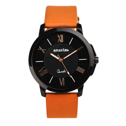 Amaziah Men's Analog Watch with Black Dial and Brown Leather Strap Amaziah Men's Analog Watch with Black Dial and Brown Leather Strap