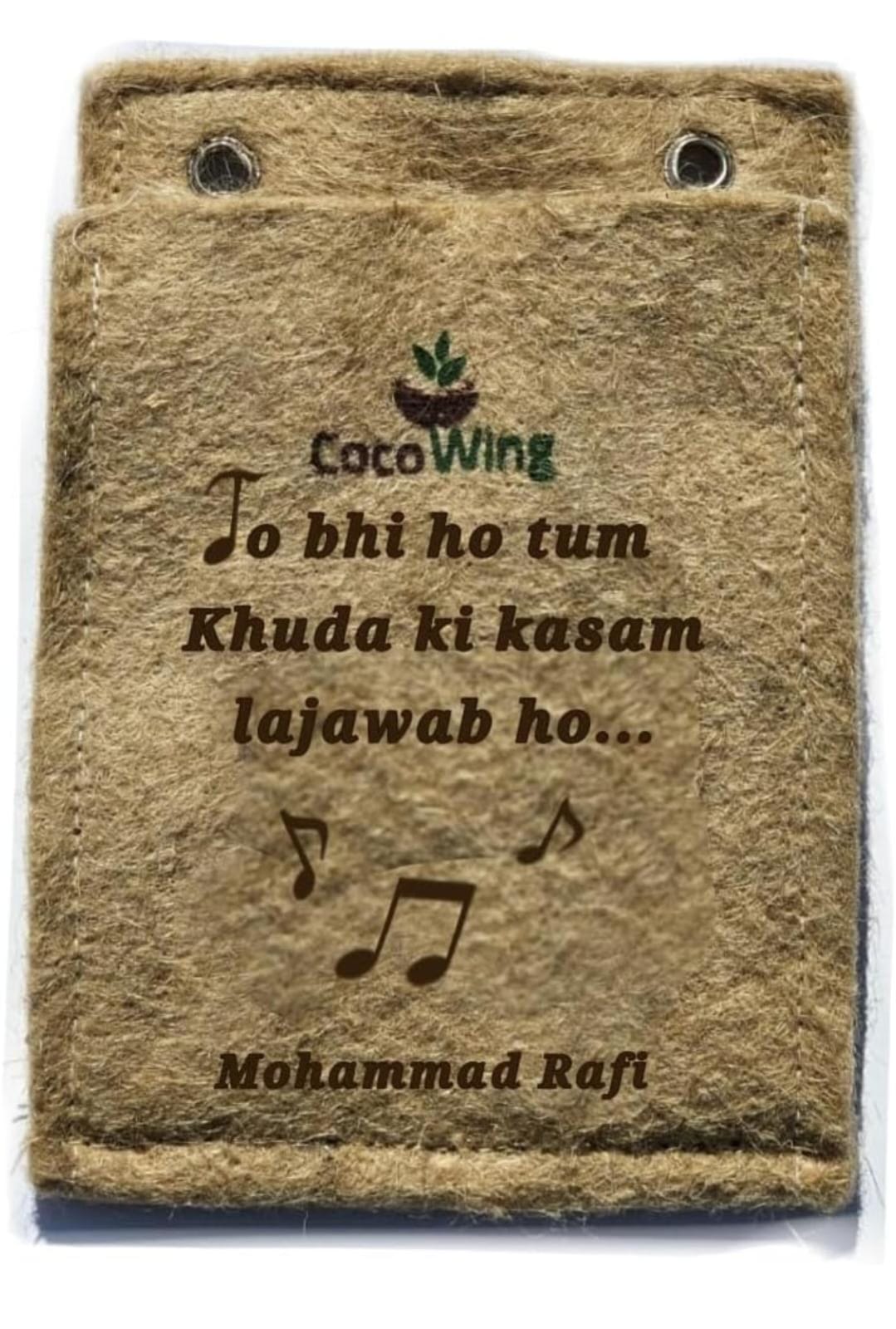 CocoWing Jute Grow Bag with Jo Bhi Ho Tum Khuda Ki Kasam Lajawab Ho Print - Wall Mounted, Indoor Planter (6x7 Inches), Couple Gift