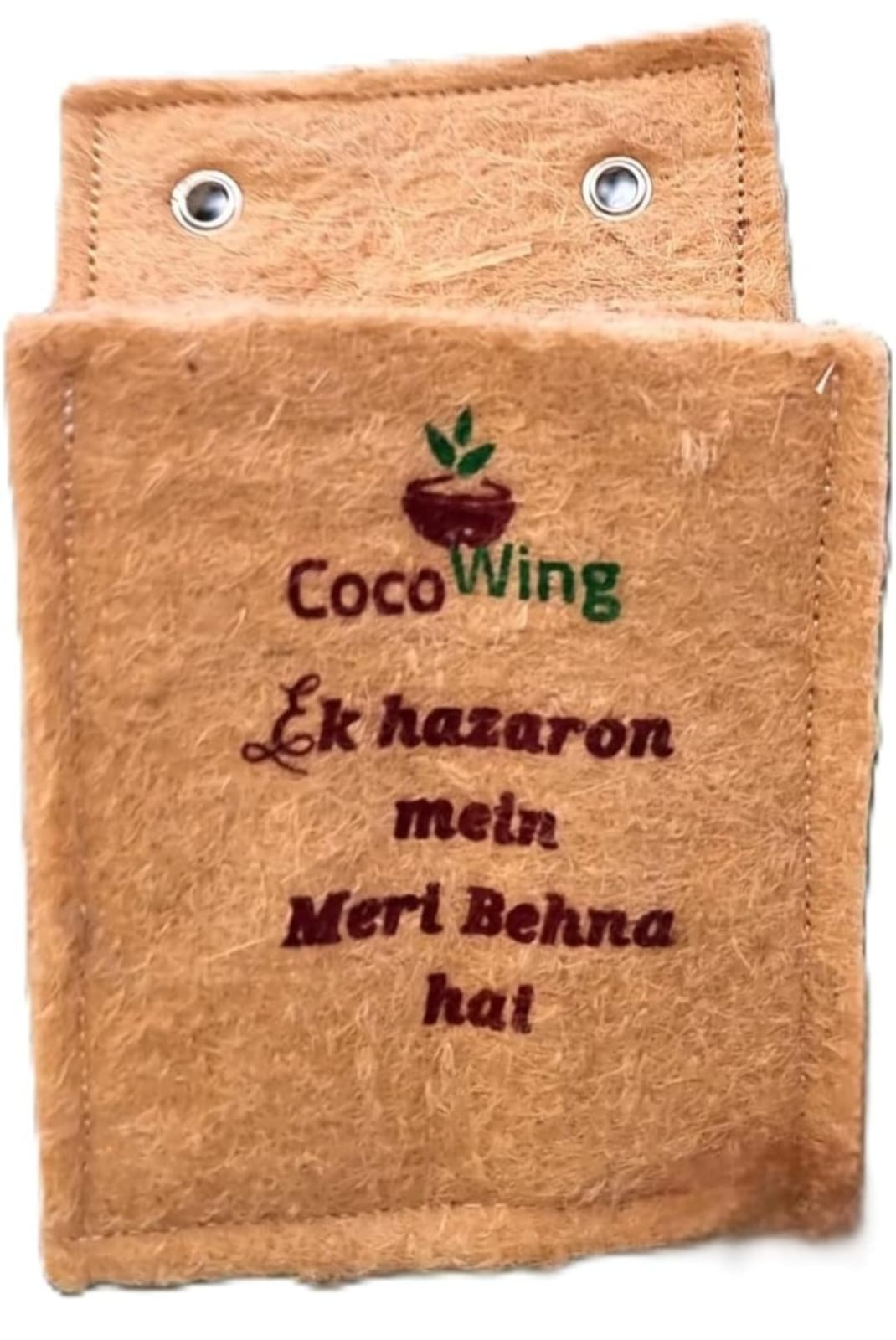CocoWing Jute Grow Bag with Ek Hazaron Mein Meri Behna Hai Print - Wall Mounted, Indoor Planter (6x7 Inches), Ideal for Sister