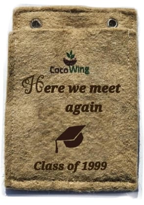 CocoWing Jute Grow Bag with Here We Meet Again & Class of [Year] Print - Wall Mounted, Indoor Planter (6x7 Inches), Alumni Reunion