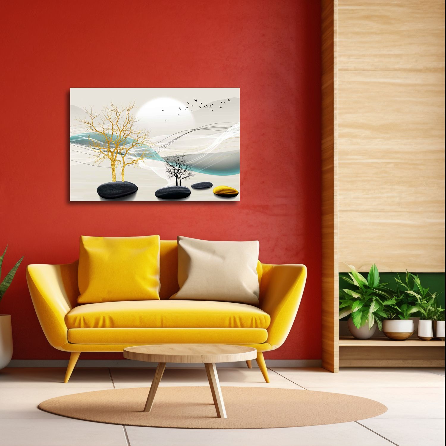 PORTRAIT CONTEMPORARY WALLART 24in X 16in WITH BLACK FRAME