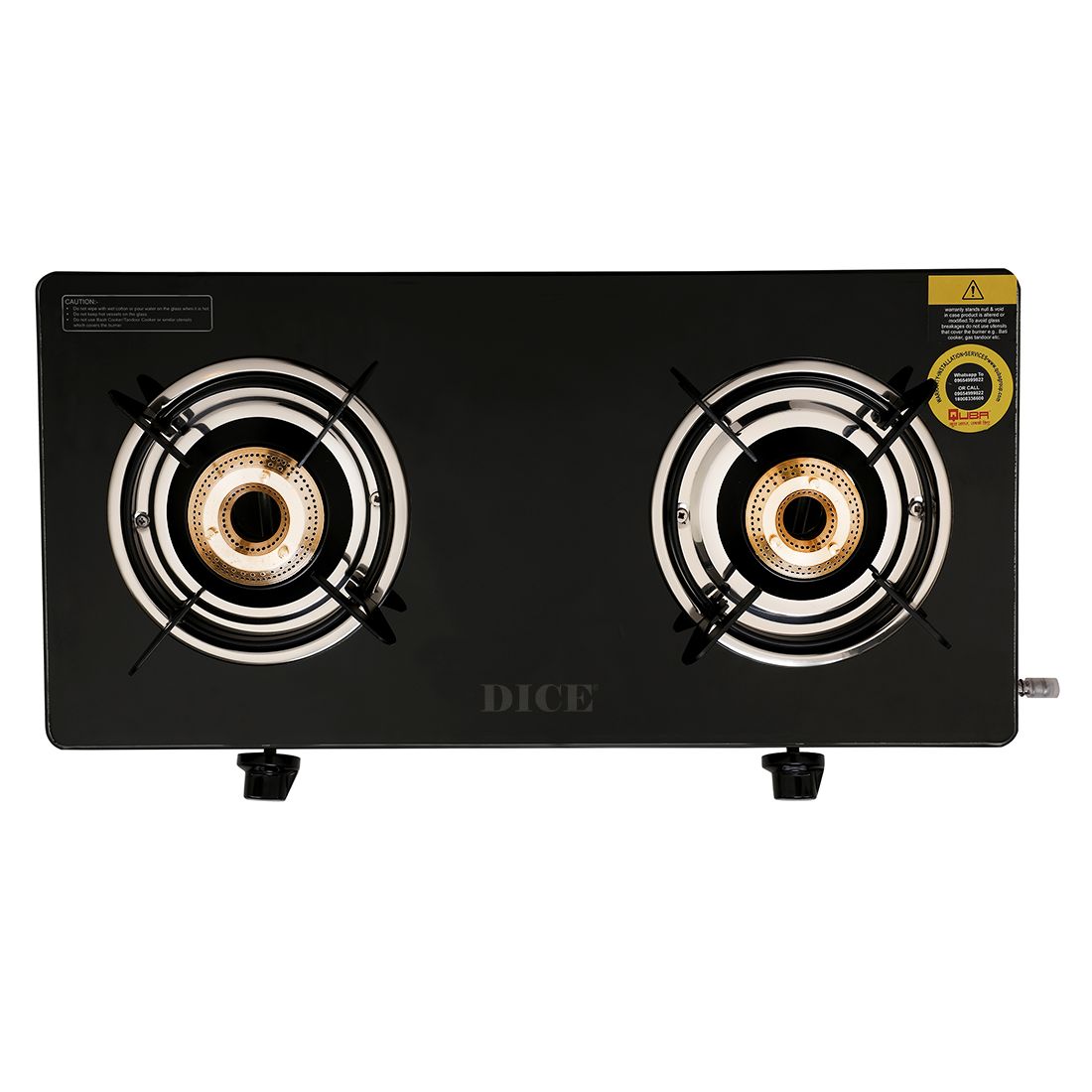 Dice Mini 2 Burner Manual Gas Stove – ISI Certified, Cast Iron Burners, Compact & Durable Design