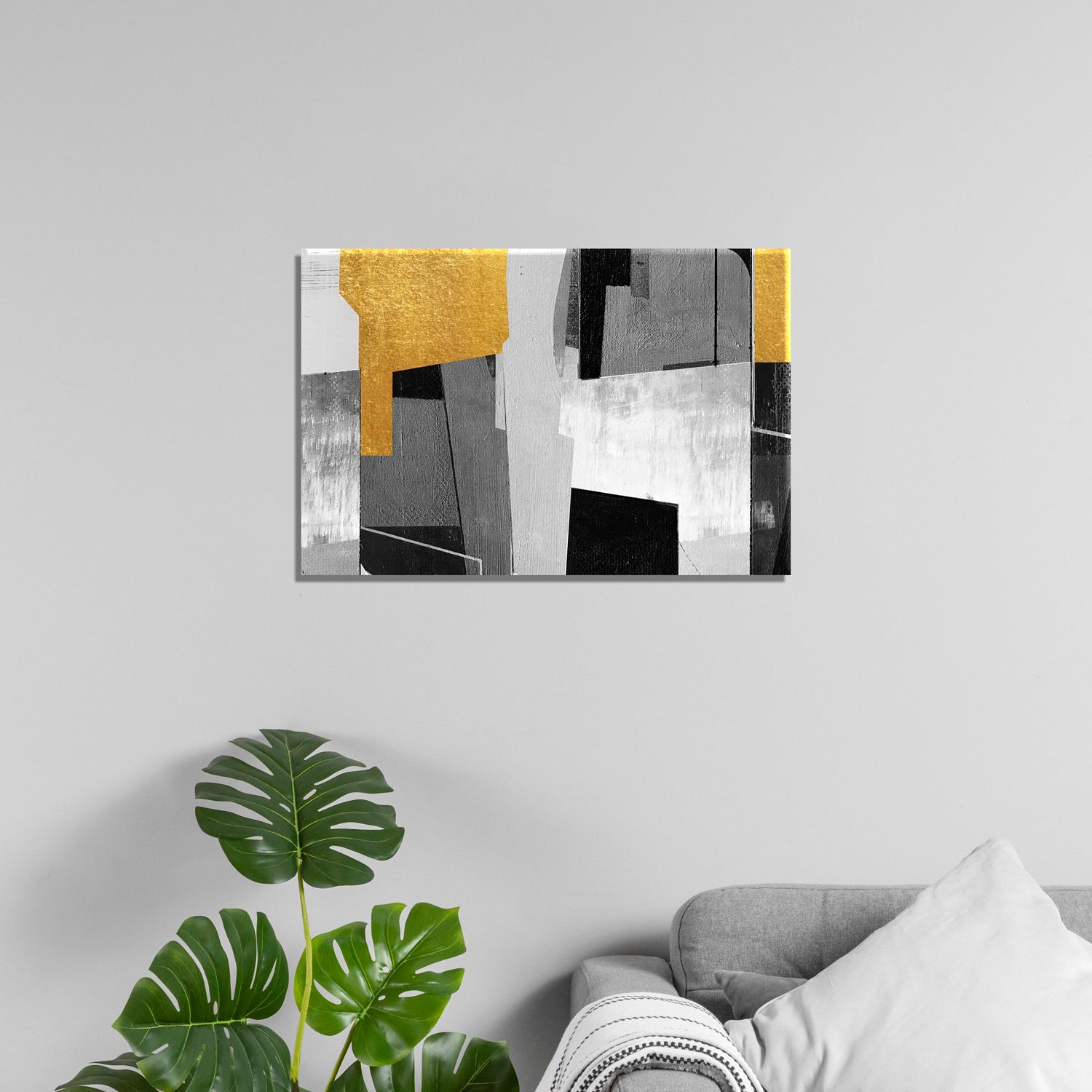 MODERN CONTEMPORARY GEOMETRIC PRINT 24in X 16in WITH BLACK FRAME