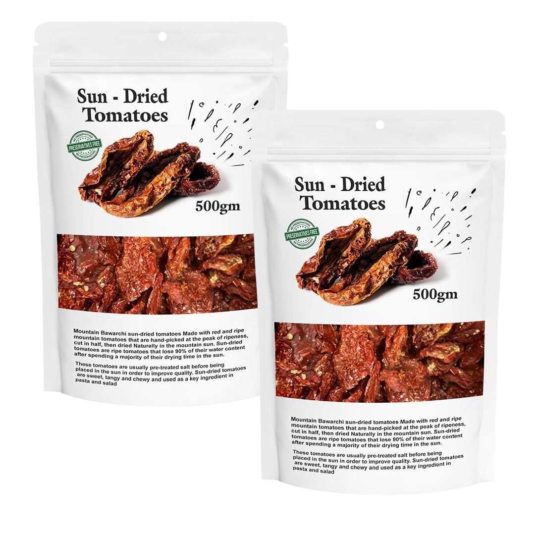 Mountain Bawarchi Sun Dried Tomatoes 1kg | No Added Preservatives | Natural & Pure Sundried Tomatoes Dry | 500g, Pack of 2