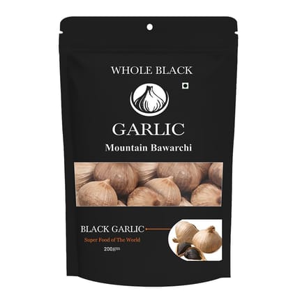 Mountain Bawarchi Black Garlic Whole | Garlic Non-Pungent Great Taste Highly Nutritious | No Added Preservative (200g)