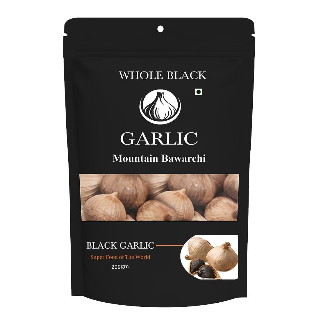 Mountain Bawarchi Black Garlic Whole | Garlic Non-Pungent Great Taste Highly Nutritious | No Added Preservative (200g)