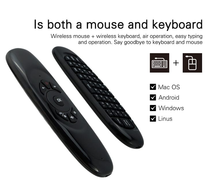 AUSHA 2.4GHz Wireless Air Mouse Remote with Keyboard | Gyroscope Control for Smart TV, Android & PC
