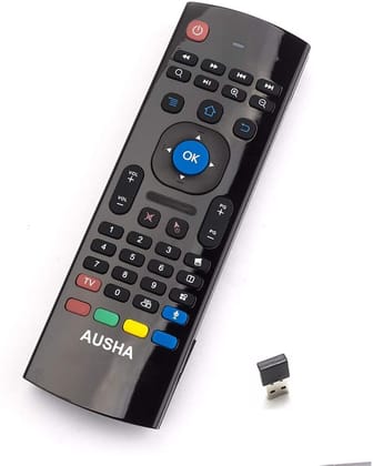 AUSHA R3V Air Mouse Remote Voice Control | Wireless Mini Keyboard & Motion Sensor for Android TV Box & Projector