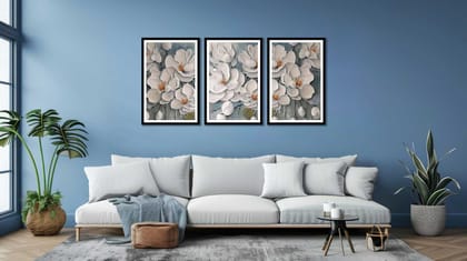 AUREATE GOLD 3 PIECE PAINTNGS 48in X 24in WITH BLACK FRAME AUREATE GOLD 3 PIECE PAINTNGS 48in X 24in WITH BLACK FRAME