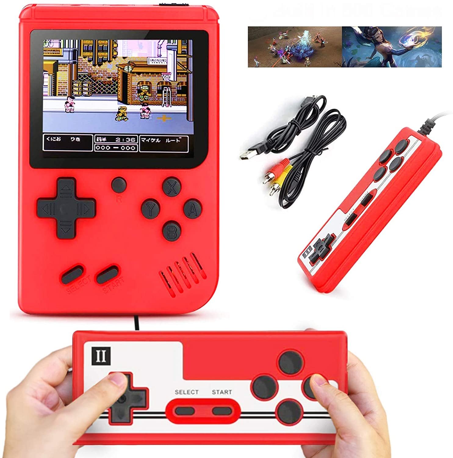 AUSHA Handheld Retro Game Console with 400 Classic Games | 3” Screen, TV Output, Dual Player Support