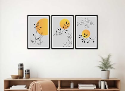 SET OF 3 MINIMALIST BOTANICAL PRINTS 48in X 24in WITH BLACK FRAME SET OF 3 MINIMALIST BOTANICAL PRINTS 48in X 24in WITH BLACK FRAME