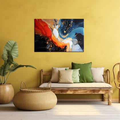 FLUID ARTWORK PAINTING 24in X 16in WITH BLACK FRAME