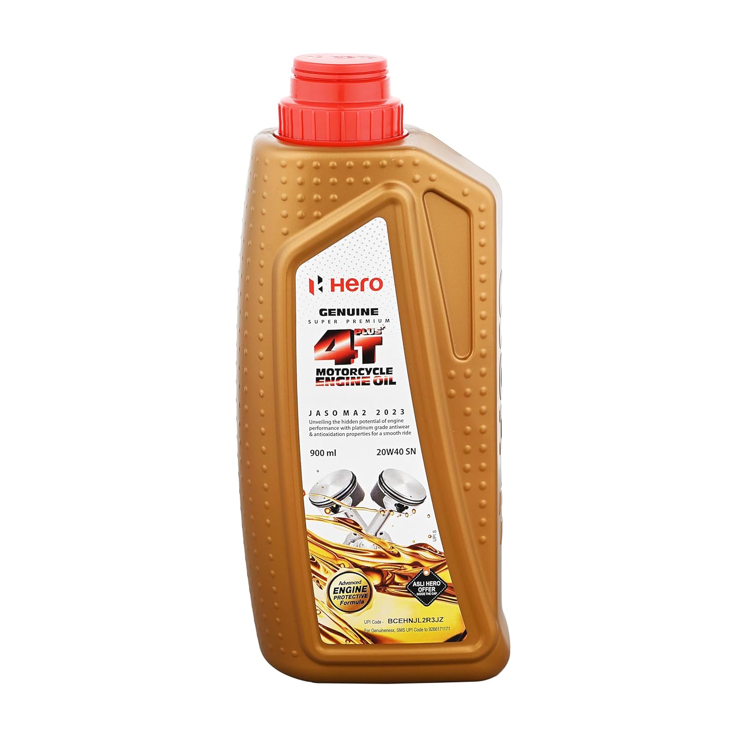 Hero Genuine 4T Plus Premium Engine Oil 20W-40 for Hero Motorcycles | Superior Engine Protection | Anti-Wear Technology | Sludge Control | High-Temperature Performance | Smooth Operation