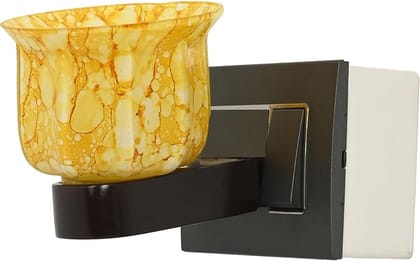 1st Time Decorative LED Glass & Wood Night Light/Wall Lamp, 7 Watt, Dia: 10.3 X 9.9 X 10.3 Cm- T36