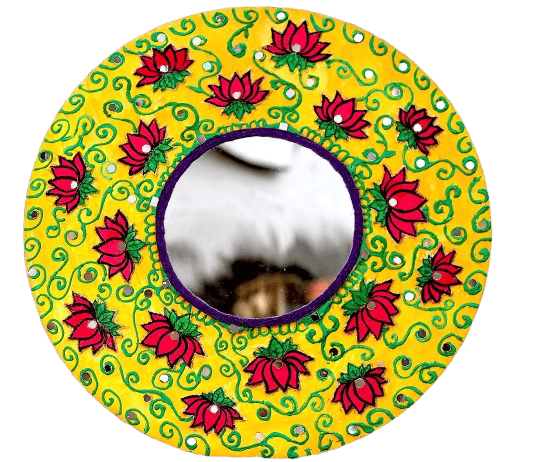 Handpainted Lotus Flower Mirror Frame - Unique Home Decor