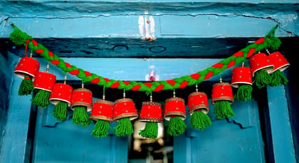 Red and green decorative door hanging