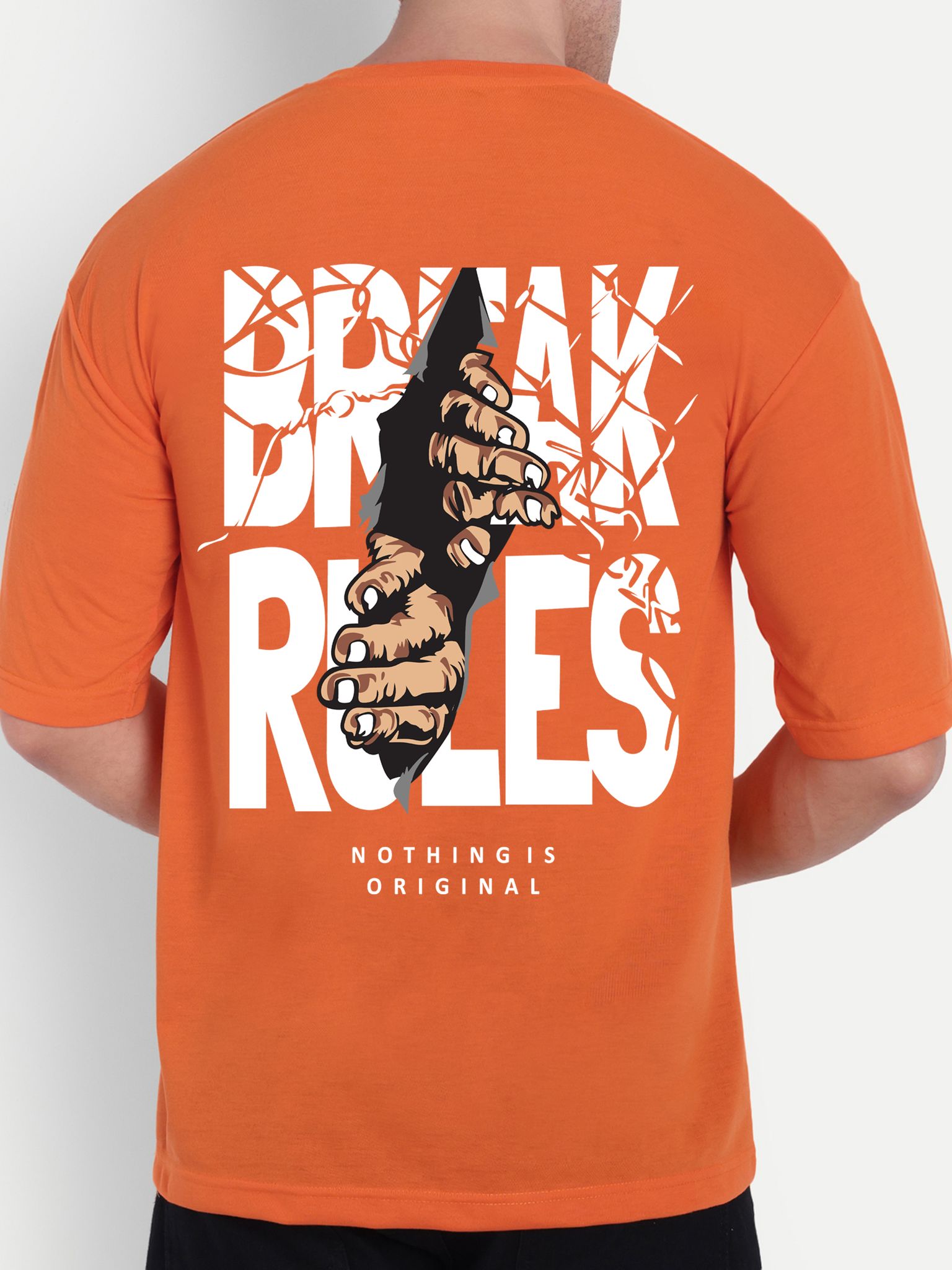 SCOTT FINCHER Men's Break Rules Nothing is Original T-Shirt : AA(ARN)ORANGE_158