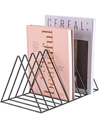 Iron Triangle Slot Magazine Stand - File Rack Desktop Book Organizer, Tabletop Table Book Stand For Office - Magazine Files Stand, File Organiser, Tiered Shelf, 25.4 X 20.3 X 15.2 Cm