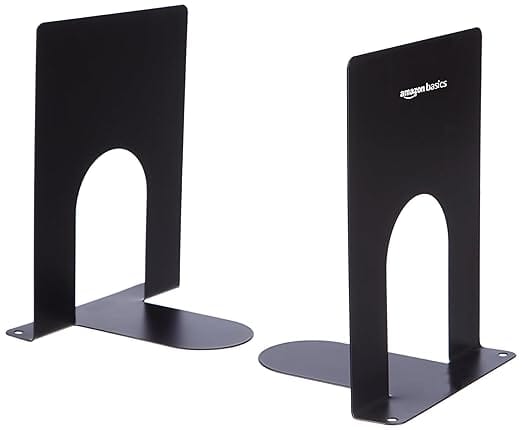 Basics MS Metal Bookend for Office, Home, Bedroom | Set of 2 | Black