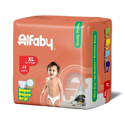Alfaby Super Duper Dry Comfy Pants - Diapers for Babies Size XL (12-17 kgs) - Pack of 24 Alfaby Super Duper Dry Comfy Pants - Diapers for Babies Size XL (12-17 kgs) - Pack of 24