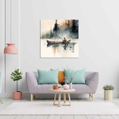 CREATIVE CANOEING PAINTING 24in X 24in WITH BLACK FRAME CREATIVE CANOEING PAINTING 24in X 24in WITH BLACK FRAME