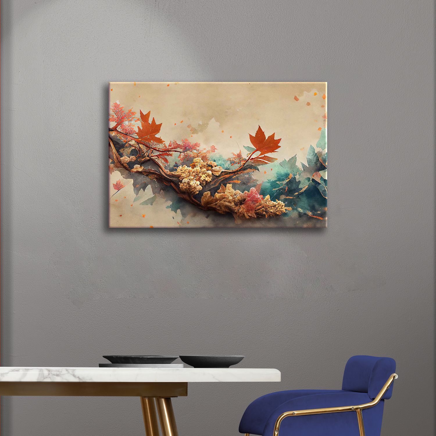 GRACE LEAVES ENVELOPING PAINTING 24in X 16in WITH BLACK FRAME