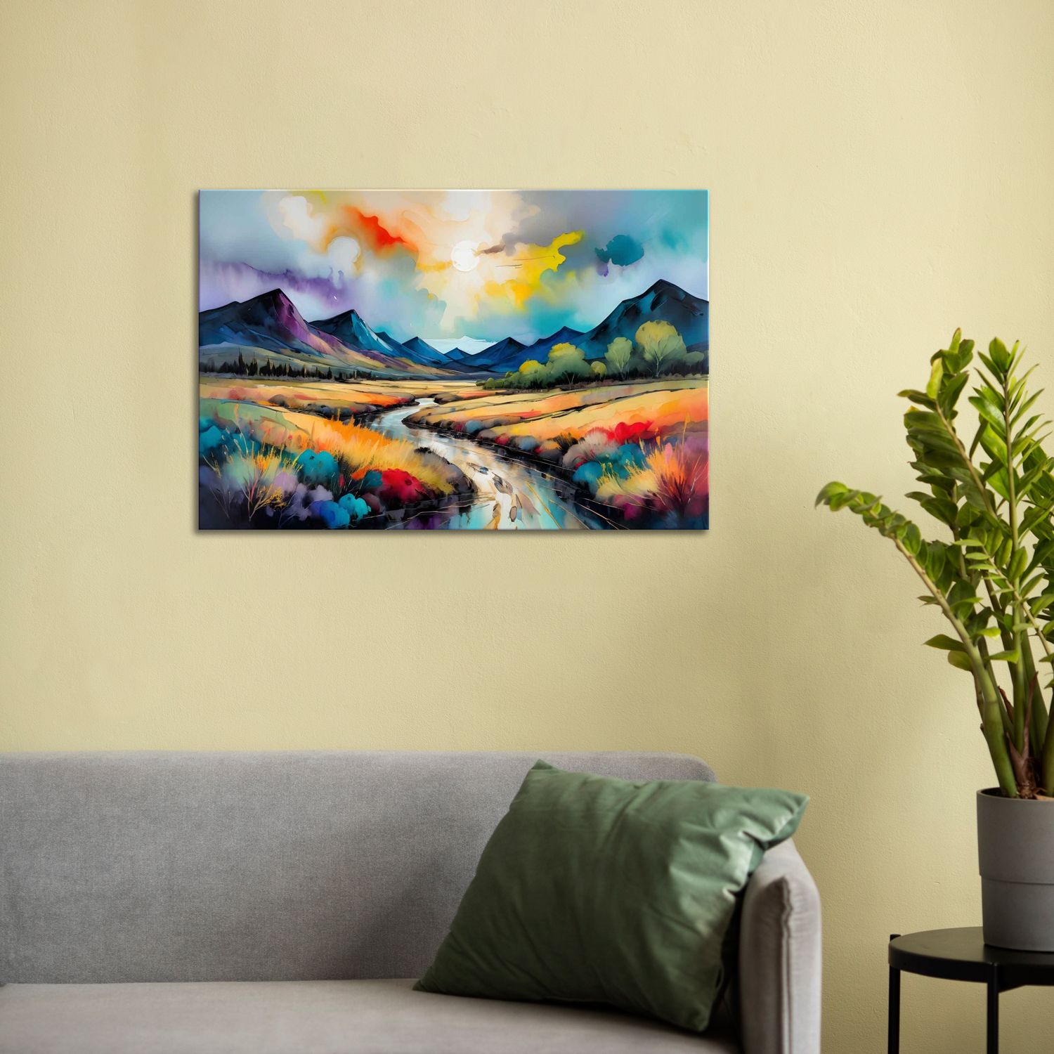 CREATIVE POSTCARDS PAINTING 24in X 16in WITH BLACK FRAME