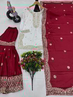 Party Wear Beautiful Top With Sharara And Dupatta