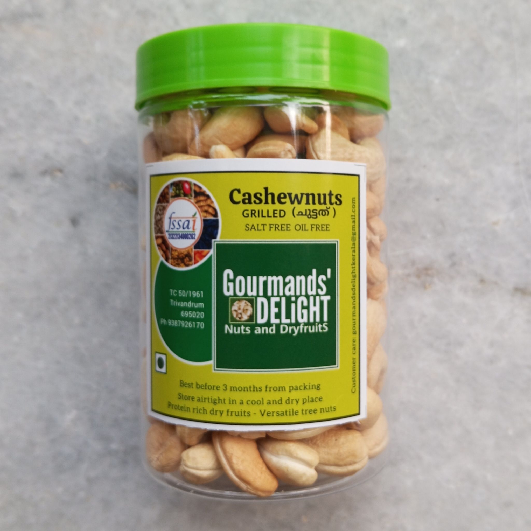 Grilled (dry roasted) Cashewnuts ( No oil No salt) 500 gms