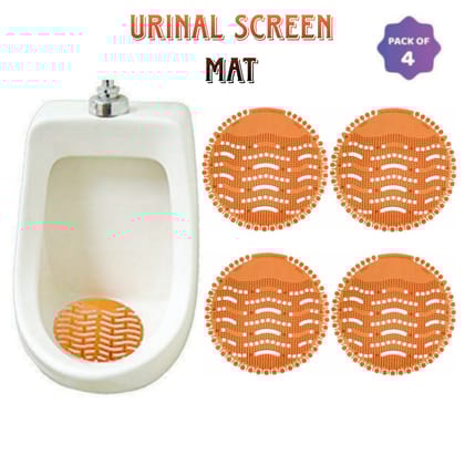 Urinal Screen Mat Fresh Orange Hygiene Fresh Air Fragerance Mat Hygiene Products Mat (Pack of 4)