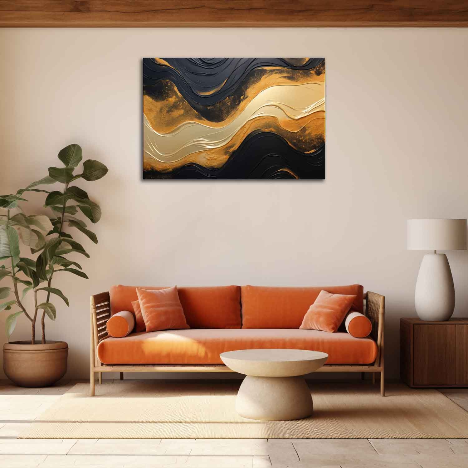 ABSTRACT WAVE TEXTURED PRINTS 24in X 16in WITH BLACK FRAME