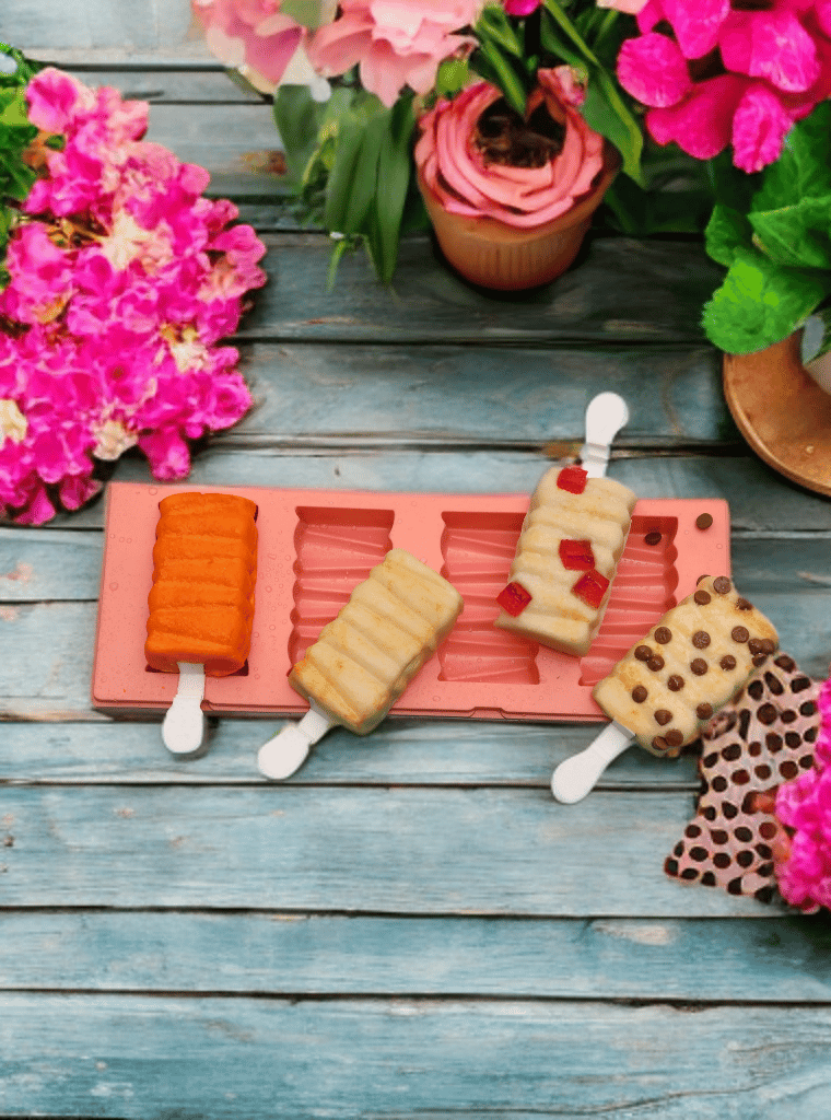 Ice cream popsicle moulding Tray plastic pink pack of 1 4 Cavity mould