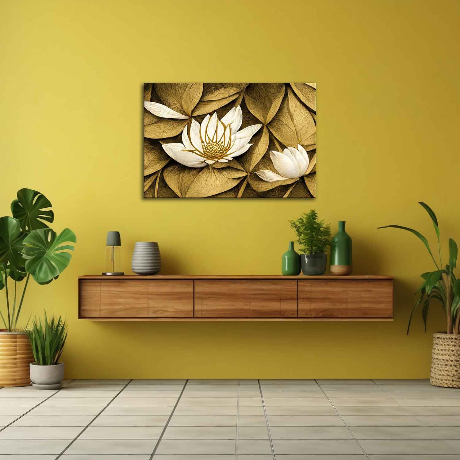 WHISPERS OF THE LOTUS PAINTING 24in X 16in WITH BLACK FRAME