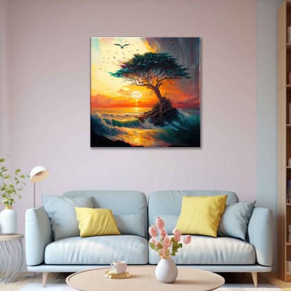 SOLITARY RADIANCE PAINTING 24in X 24in WITH BLACK FRAME