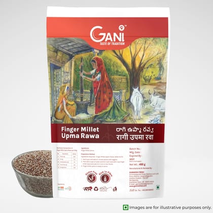 Gani Ragi Upma Rawa-450g I Finger Millet Upma Rawa Gluten-Free, Rich in Fiber Gani Ragi Upma Rawa-450g I Finger Millet Upma Rawa Gluten-Free, Rich in Fiber