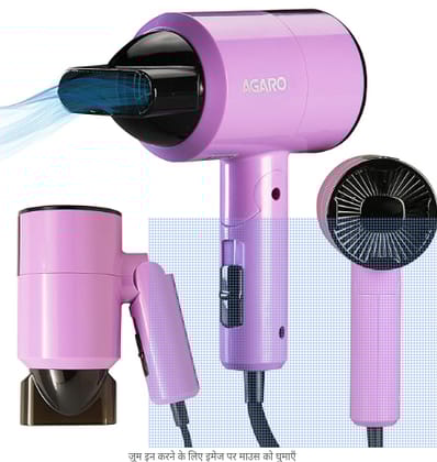 HD-1211 Hair Dryer 1100 Watts, 2 Heat Speed ​​& Cool Mode, Foldable (Compact in Size), Purple