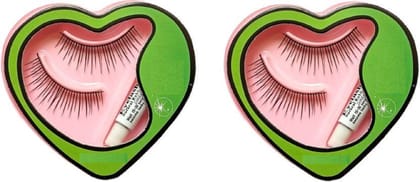 Elecsera Black Long False Eyelashes With Glue for Pretty Eye Makeup Combo Pack Of 2