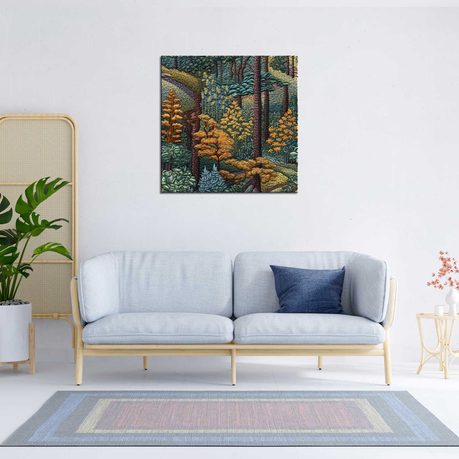TRANQUIL FOREST LANDSCAPE WALLART 24in X 24in WITH BLACK FRAME