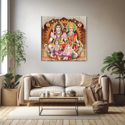 LORD SHIV PARVATI PAINTING 24in X 24in WITH BLACK FRAME LORD SHIV PARVATI PAINTING 24in X 24in WITH BLACK FRAME