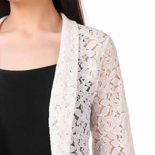 Women's White  MH Coat Style Shrugs Formal Wear Cotton Net Shrug For Women & Girls Both.