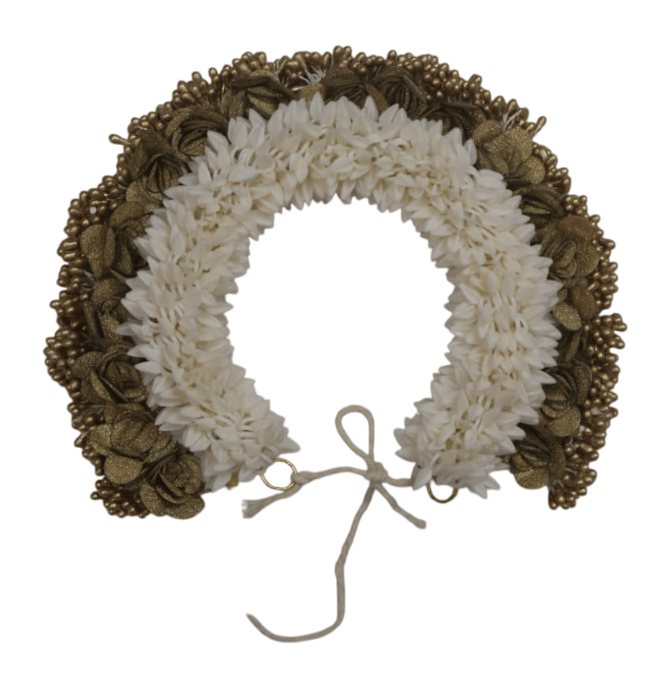 Elegant White Floral Hair Accessory with Golden Embellishments