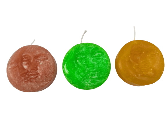 Moon Face Candles - Set of 3 Celestial Decor