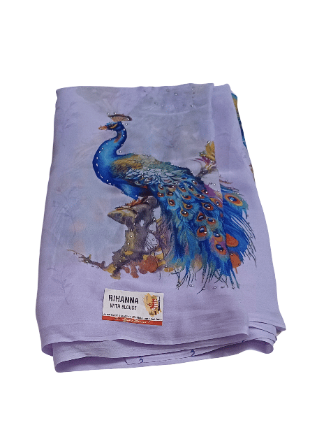 Peacock Printed Saree with Blouse - Elegant Ethnic Wear