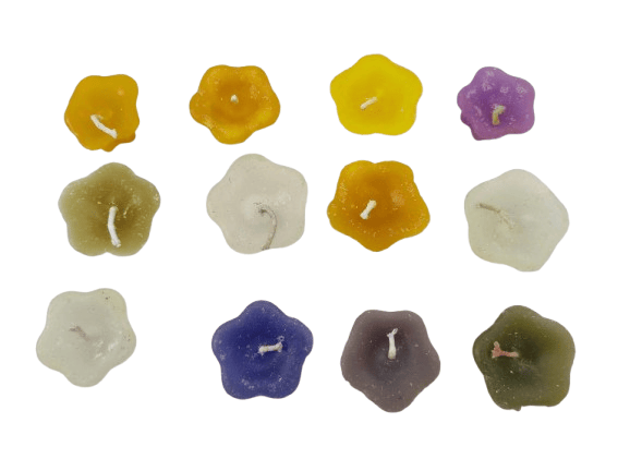 Flower-Shaped Floating Candles - Set of 12 - Various Colors