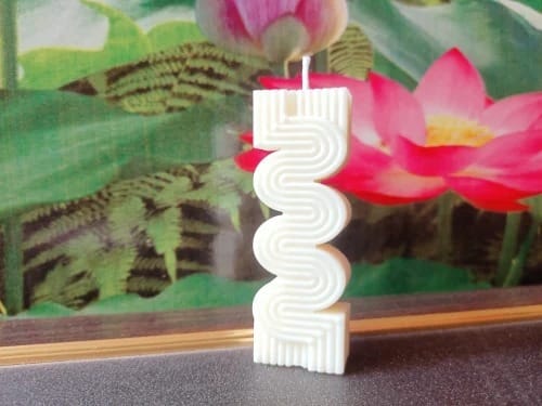 White Zigzag Decorative Candle