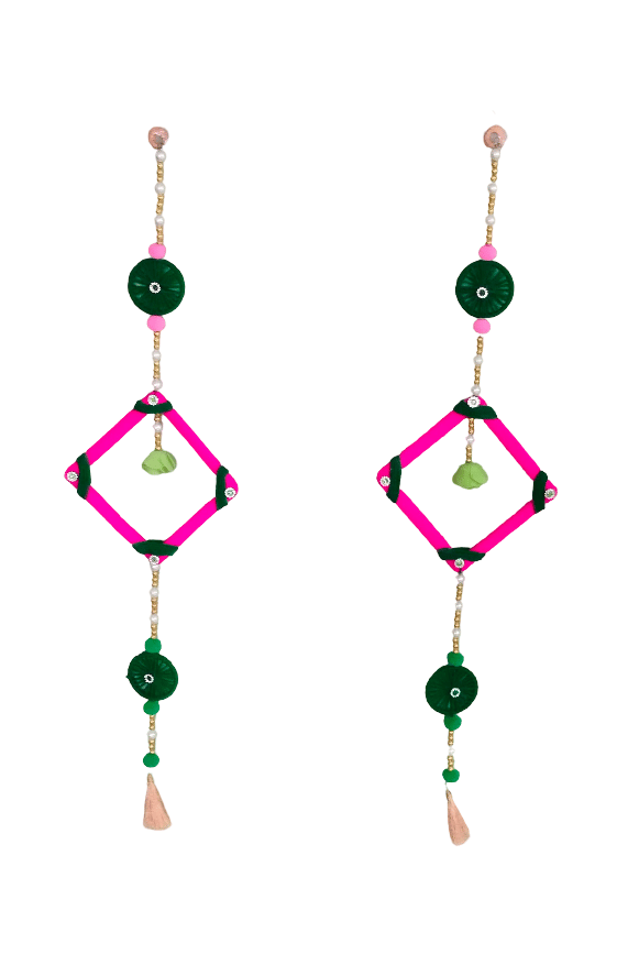 Handmade Pink & Green Hanging Decorations - Bohemian Chic Decor